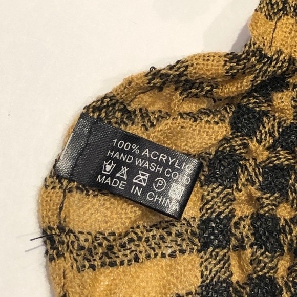 Black & Gold Brown Tan Puckered Long Scarf - Picture 2 of 5